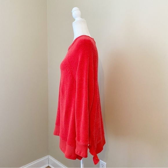 Soft Surroundings Ruffle Chenille Bright Coral Bonita Sweater - Large - Picture 2 of 11